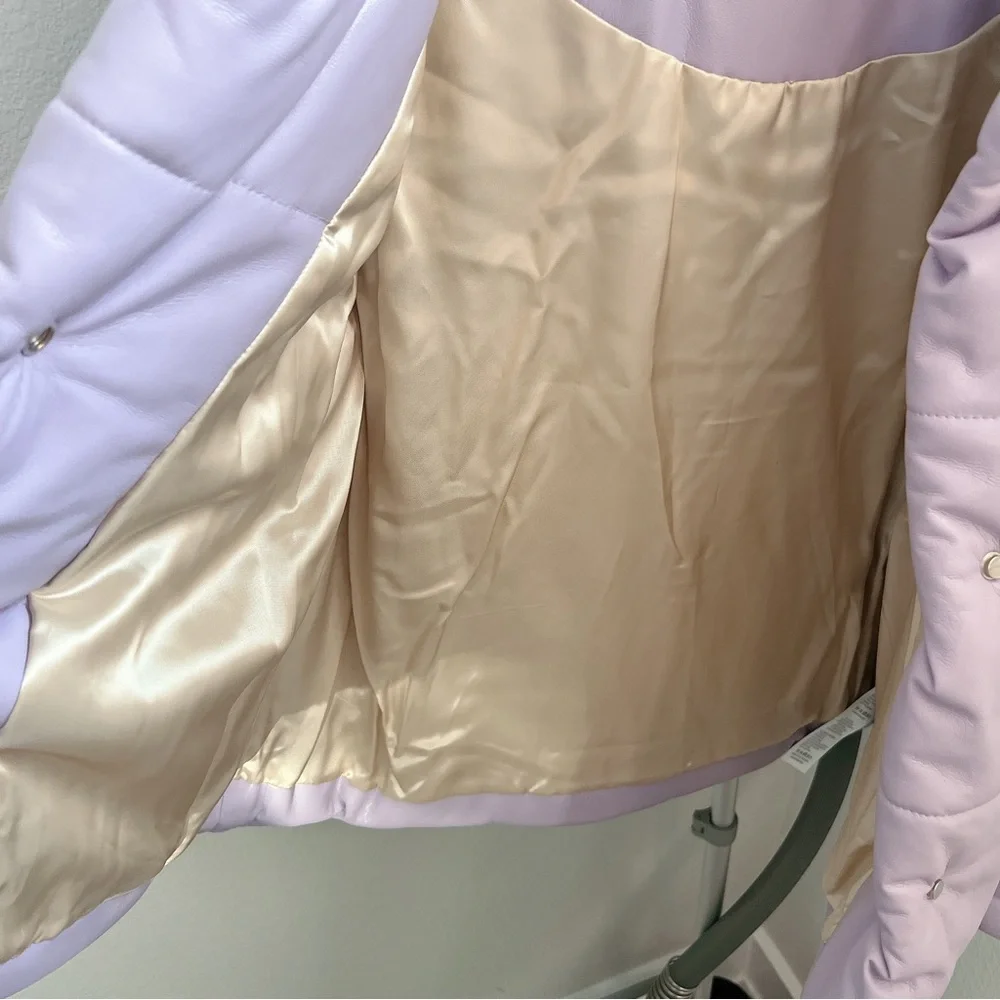 NWOT Nanushka HIDE Vegan Leather puffer jacket Lilac - Picture 8 of 13